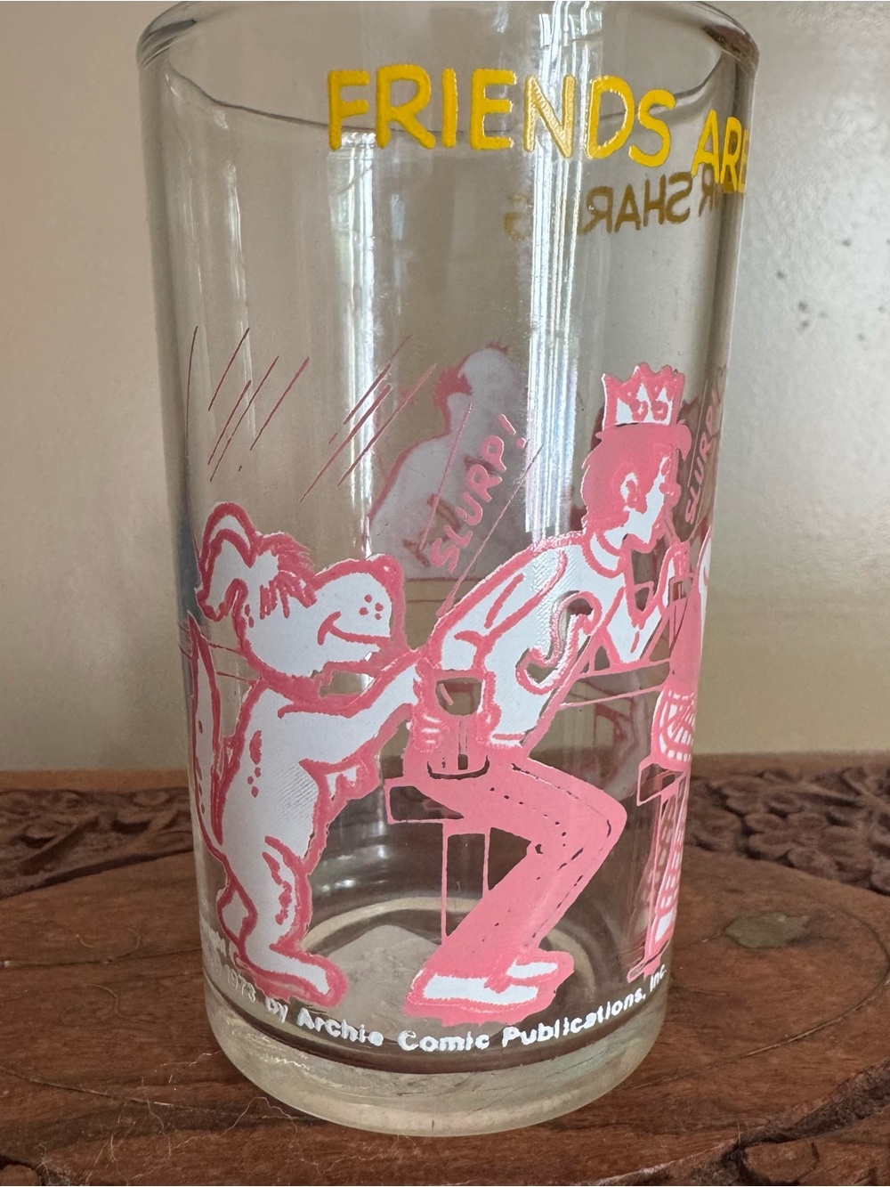 Vintage Archie Comics Friends Are For Sharing Jelly Jar Juice Glass 1973